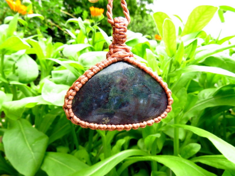 Moss Agate Macrame Necklace, Gemstone Gift Ideas For Her, Statemeent Necklace, Gift Ideas For The Nature Lover, The Crystal Collector Moss Agate Macrame Necklace, Gemstone Gift Ideas For Her, Statemeent Necklace, Gift Ideas For The Nature Lover, The Crystal Collector