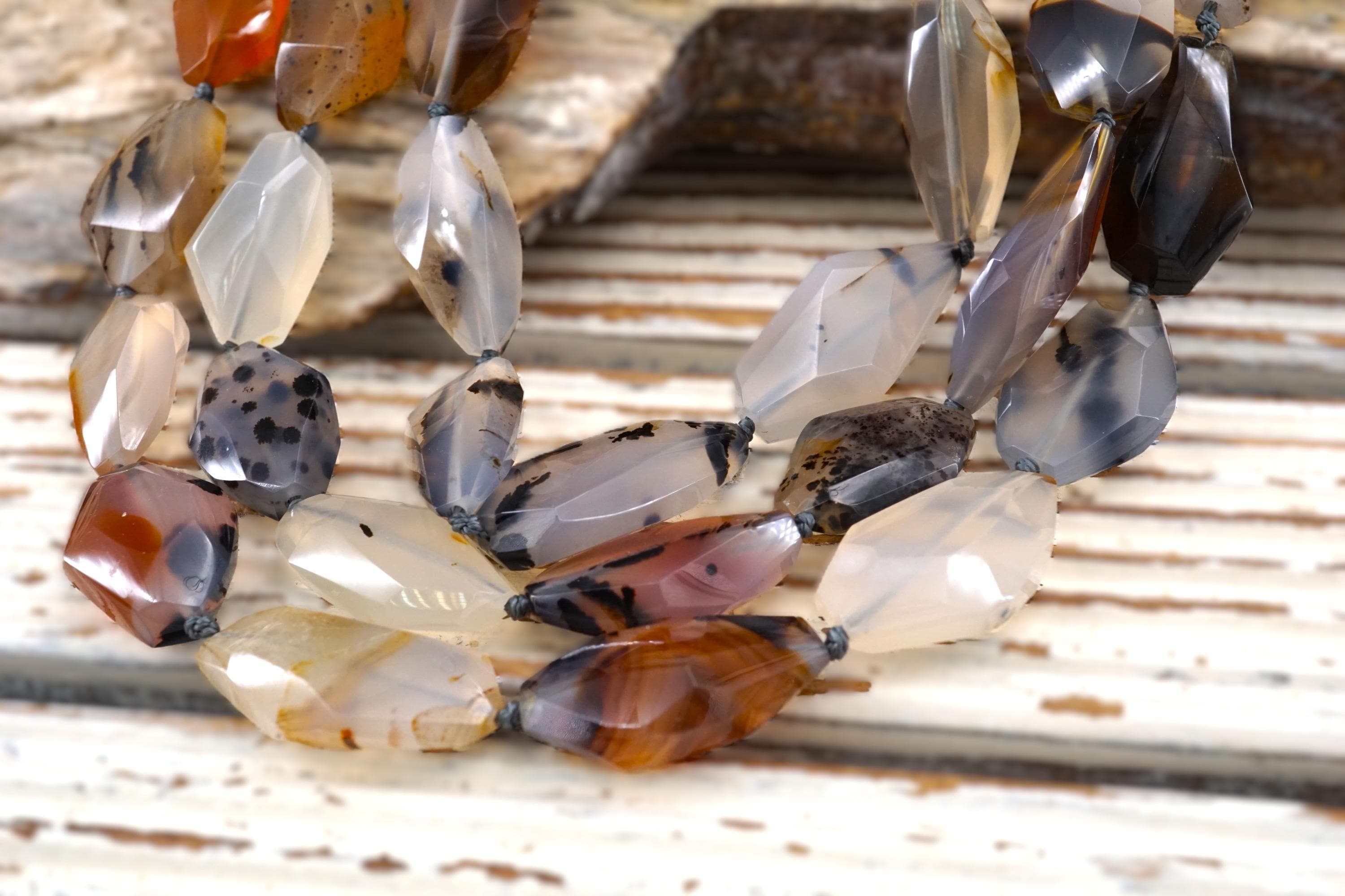 Montana Moss Agate Faceted Beads 12-15mm (etb00424) Unique Jewelry/vintage Jewelry/gemstone Necklace