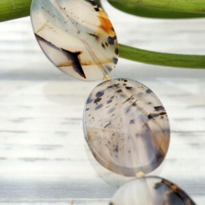 Montana Moss Agate oval flats beads 22-27mm (ETB00995) Unique jewelry/Vintage jewelry/Gemstone necklace