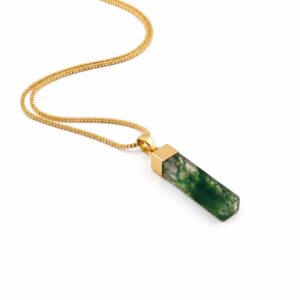 Natural Moss Agate Gemstone Necklace - 925 Sterling Silver - Gift For Her - Moss Jewelry