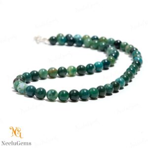 Natural Green Moss Agate Necklace, 8mm Forest Green Beads, 18" Handmade Botanical Jewelry, Mossy Stone Choker, May Birthstone Gift For Her