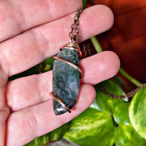 Moss Agate Necklace, Natural Stone Jewelry for Women