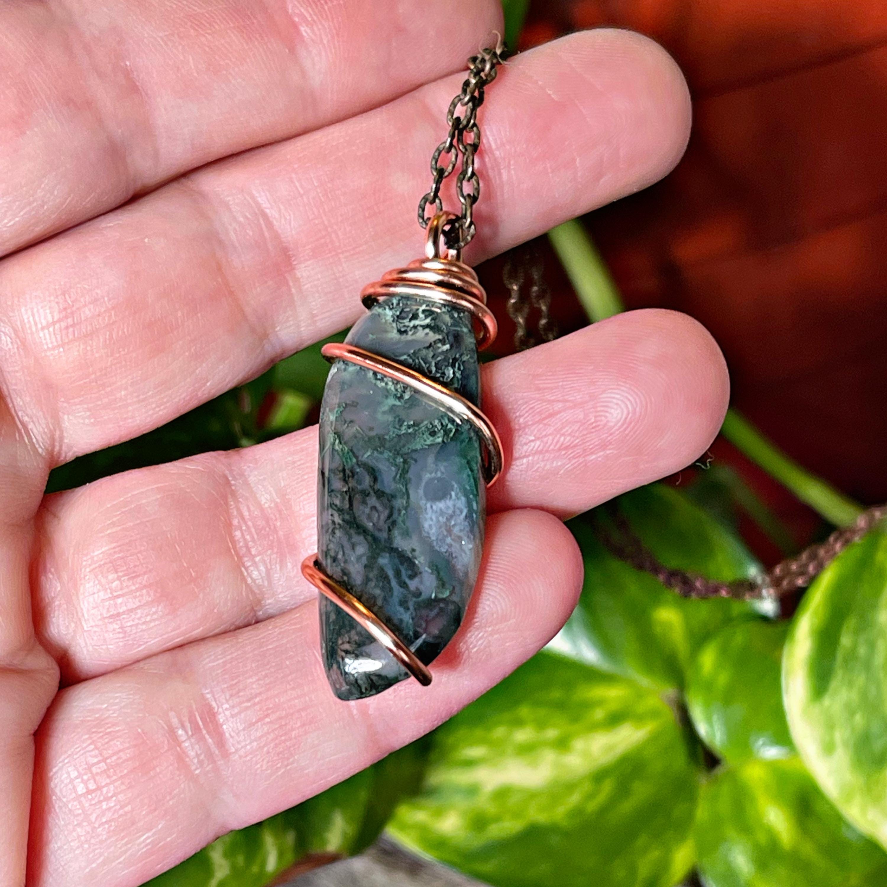 Moss Agate Necklace, Natural Stone Jewelry For Women