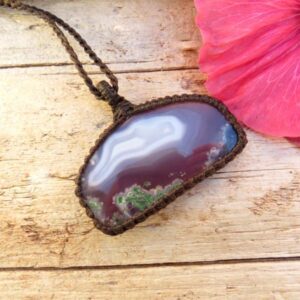 Purple Plume Agate Gemstone Necklace, Macrame Necklace, Plume Gemstone, Moss Agate, Great Gift Ideas For Her, Meaningful Gift Ideas