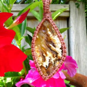Rare Graveyard Plume Agate Macrame Necklace, Agate Necklace, Moss Agate Necklace, Agate Jewelry, Rare Agates, Macrame Jewelry