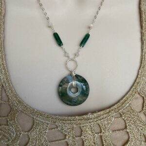 Moss Agate Sterling Silver Necklace - Handmade OOAK Moss Agate Sterling Silver Necklace - Handmade OOAK