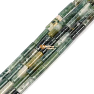 13mm Moss Agate Cylinder tube loose gemstone beads 15"