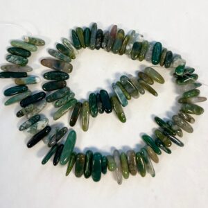 moss agate (3-6)x(12-24)mm stick gemstone beads - 15.5"