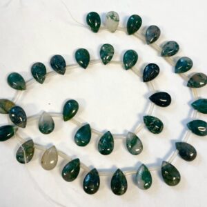 Moss Agate 9x7x5mm 12x8x6mm Teardrop Gemstone Beads-15 inch strand