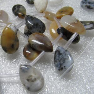 Dendritic Moss Agate Teardrop Beads: Natural Smooth Gemstone (10 Pieces) Dendritic Moss Agate Teardrop Beads: Natural Smooth Gemstone (10 Pieces)