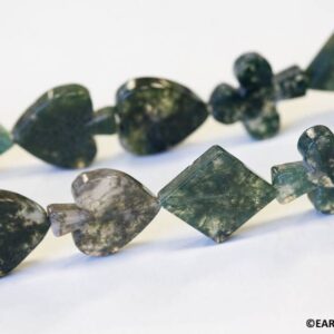 L/ Moss Agate 16-17mm Poker Suits beads 16" strand Size varies Natural gemstone For jewelry making