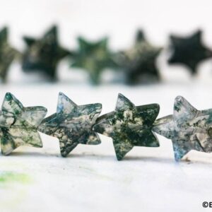 L/ Moss Agate 20mm Star Beads 16" Strand Natural agate gemstone beads Size varies For Crafts For Jewelry Making