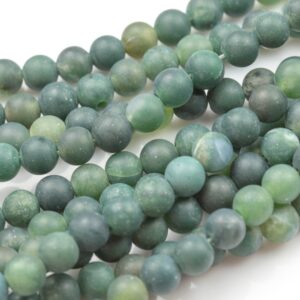 Large-hole Beads!!! 8mm Or 10mm. 2mm Hole. 7-8" Strands. Matte Finished Green Moss Agate. Big Hole Beads