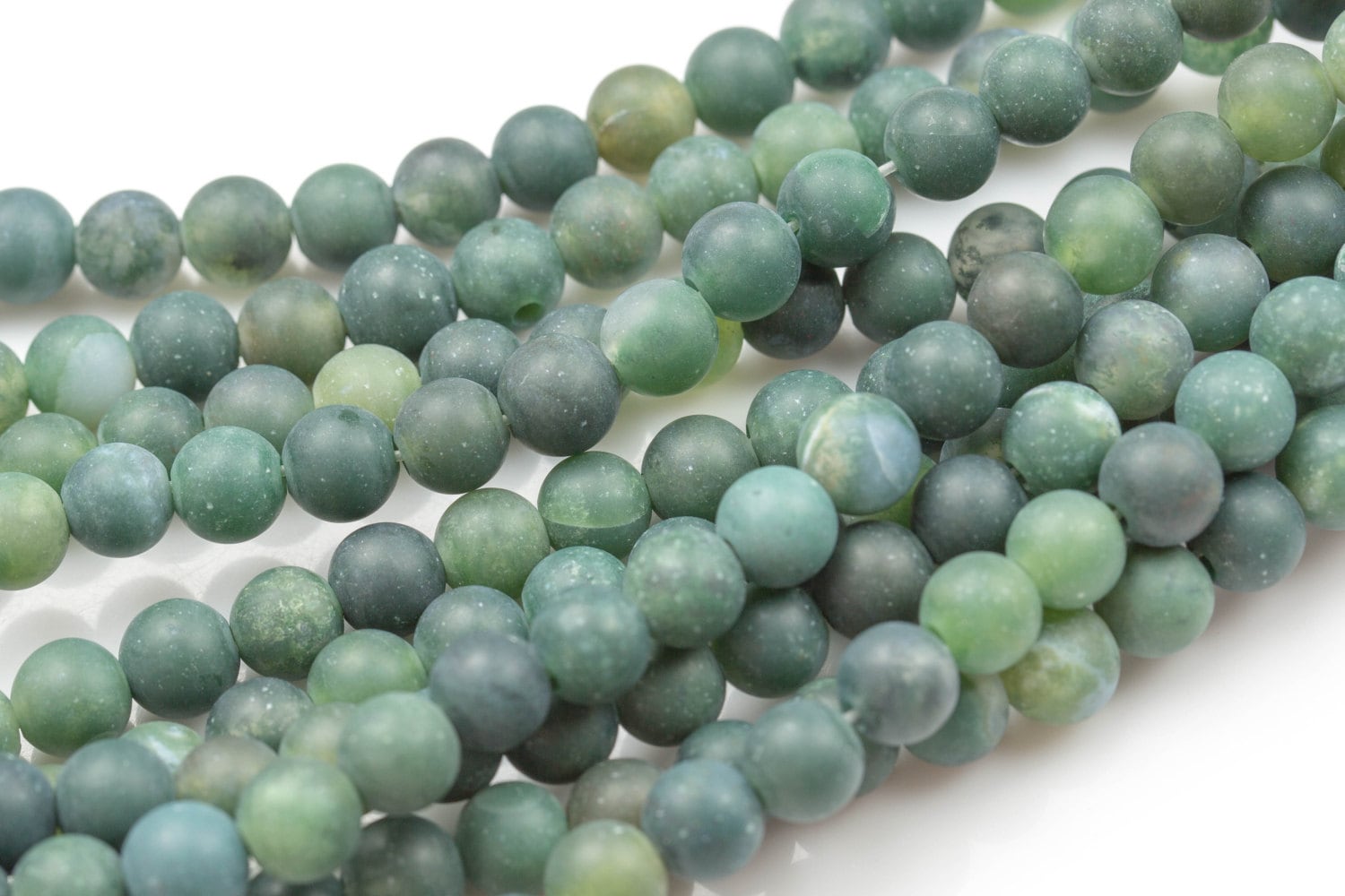 Large-hole Beads!!! 8mm Or 10mm. 2mm Hole. 7-8" Strands. Matte Finished Green Moss Agate. Big Hole Beads