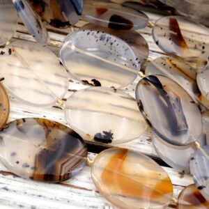 Montana Moss Agate Oval Beads, 16 Inch Gemstone Necklace  (ETB00195)