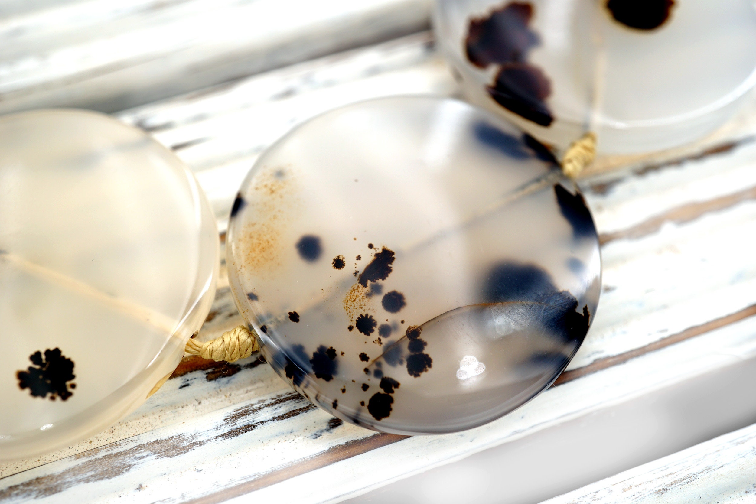 Montana Moss Agate Round Disc Beads 27.5-35.5mm (etb01004) Unique Jewelry/vintage Jewelry/gemstone Necklace