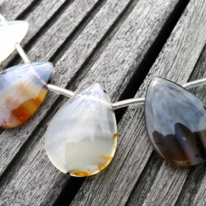 Montana Moss Agate teardrop beads 14-25mm (ETB00423) Unique jewelry/Vintage jewelry/Gemstone necklace