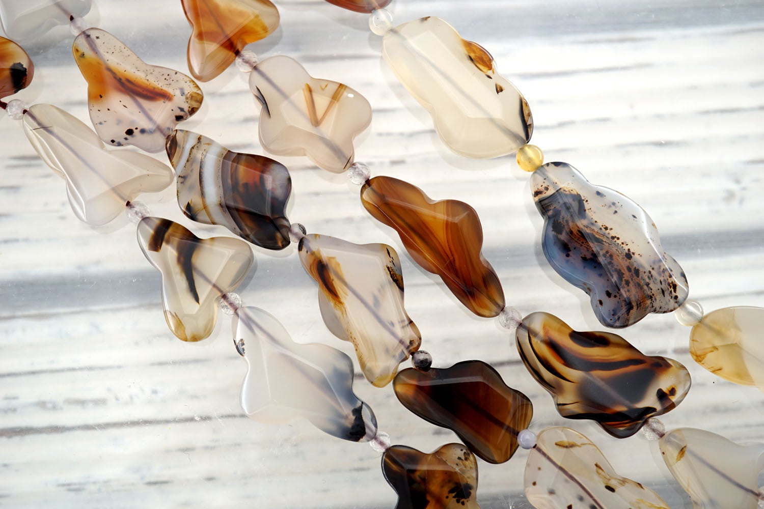 Montana Moss Agate Freeform Beads 14-23mm (etb00994) Unique Jewelry/gemstone Necklace