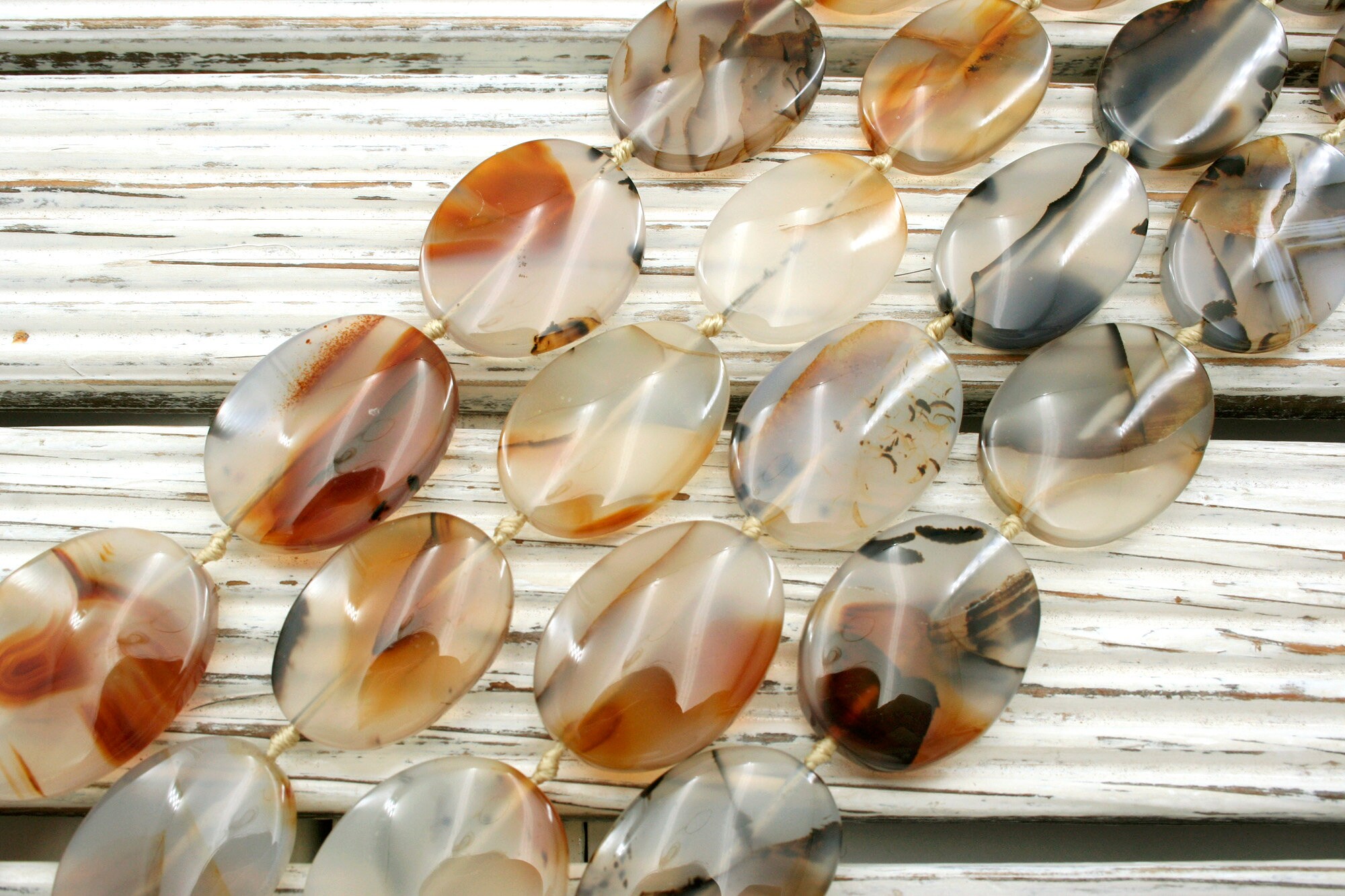 Montana Moss Agate Oval Beads 20-25.5mm (etb00828) Unique Jewelry/vintage Jewelry/gemstone Necklace