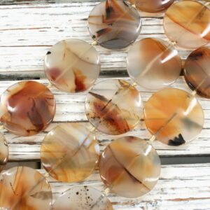 Montana Moss Agate round disc beads 27-32mm (ETB01349) Unique jewelry/Vintage jewelry/Gemstone necklace