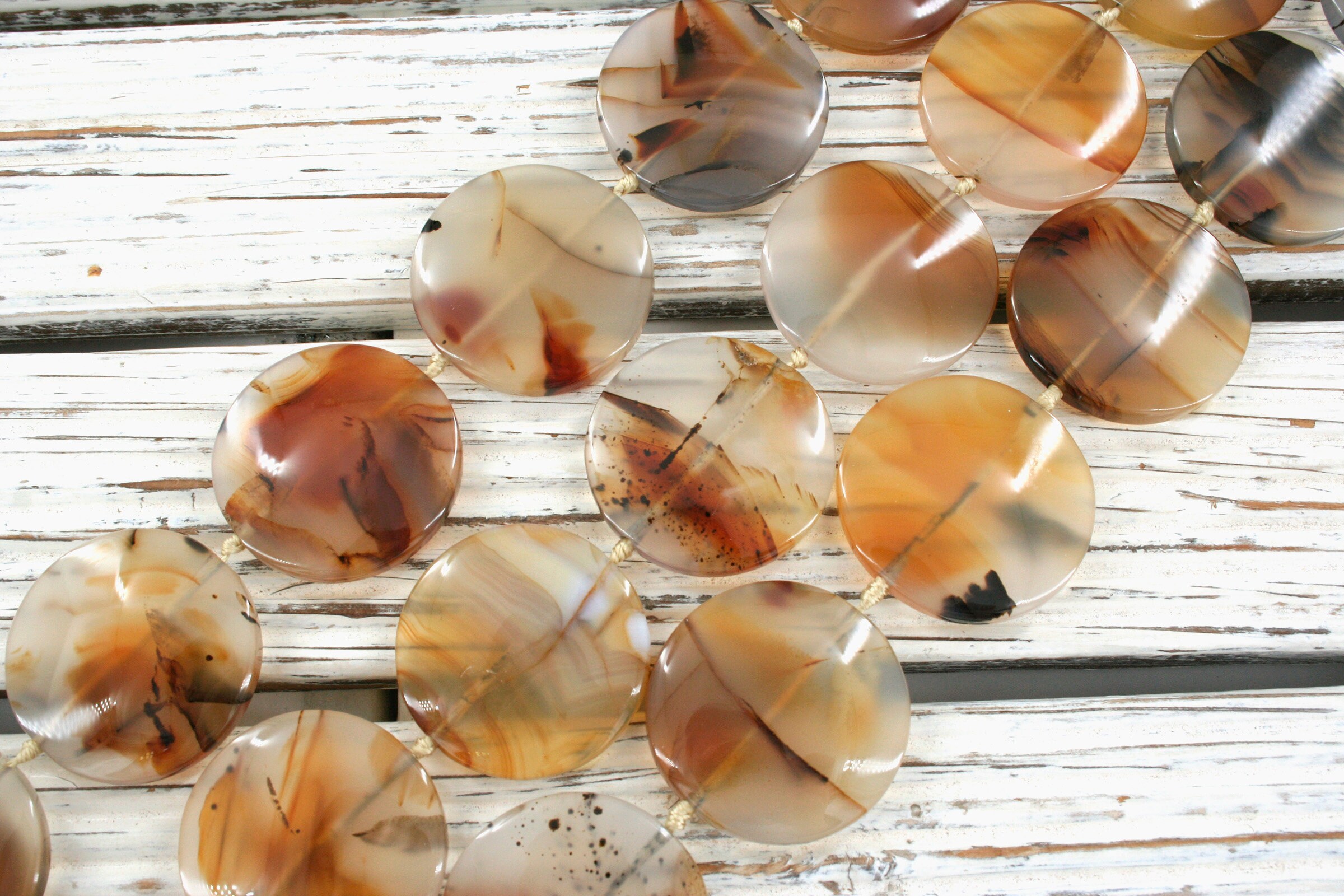 Montana Moss Agate Round Disc Beads 27-32mm (etb01349) Unique Jewelry/vintage Jewelry/gemstone Necklace
