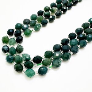 Natural Green Moss Agate Faceted Oval Beads 6x8mm – Polished Earth-tone Gemstone Strand 14.5" – Jewelry Making Supplies - Pgs323