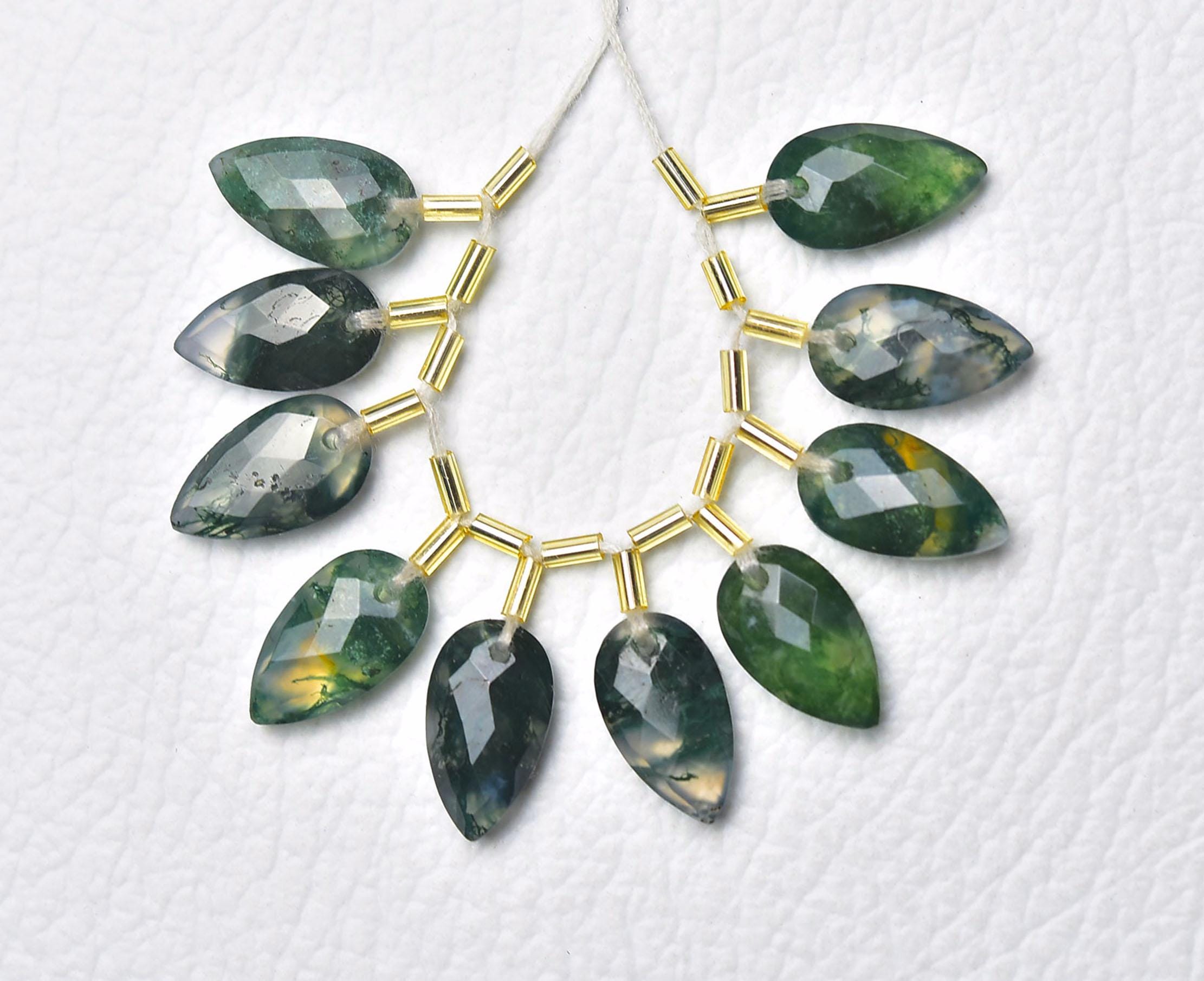 Natural Moss Agate Pear Beads (1mm Hole Front Drilled) Faceted Teardrop Moss Agate 8x14mm Calibrated Gemstone Jewelry Stone 6,8,10pcs No4629 Natural Moss Agate Pear Beads (1mm Hole Front Drilled) Faceted Teardrop Moss Agate 8x14mm Calibrated Gemstone Jewelry Stone 6,8,10pcs No4629