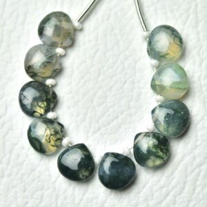 Natural Moss Agate Heart Beads 8mm Smooth Heart Beads Gemstone Beads Pair For Earring Making Moss Agate Beads Jewelry 6,8,10pcs No4691