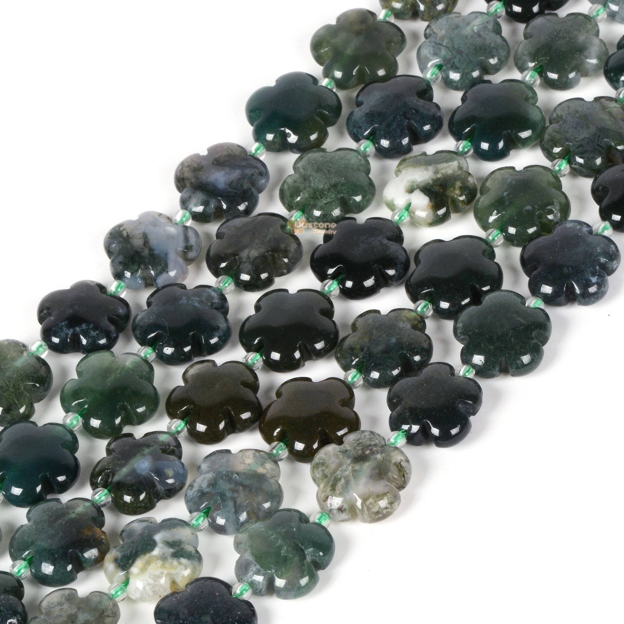 Moss Agate Natural Gemstone Flower Shape Beads Strand 15mm Crystal Drilled Spacer Beads Flower Power Energy Stone Loose Beads 15.5" Moss Agate Natural Gemstone Flower Shape Beads Strand 15mm Crystal Drilled Spacer Beads Flower Power Energy Stone Loose Beads 15.5"