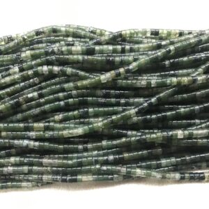 Natural Moss Agate 3mm - 4mm Heishi Genuine Gemstome Loose Beads 15 inch Jewelry Supply Bracelet Necklace Material Support Wholesale