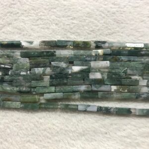 Natural Moss Agate 4x13mm Cuboid Genuine Loose Tube Beads 15 inch Jewelry Supply Bracelet Necklace Material Support Wholesale
