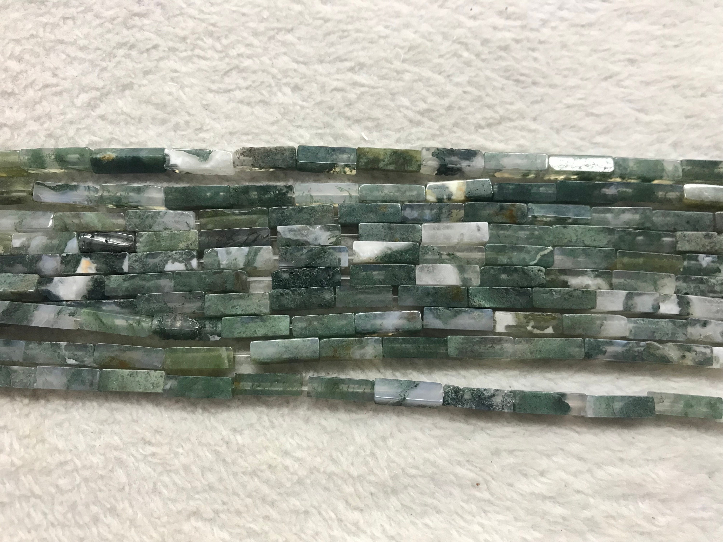 Natural Moss Agate 4x13mm Cuboid Genuine Loose Tube Beads 15 Inch Jewelry Supply Bracelet Necklace Material Support Wholesale Natural Moss Agate 4x13mm Cuboid Genuine Loose Tube Beads 15 Inch Jewelry Supply Bracelet Necklace Material Support Wholesale