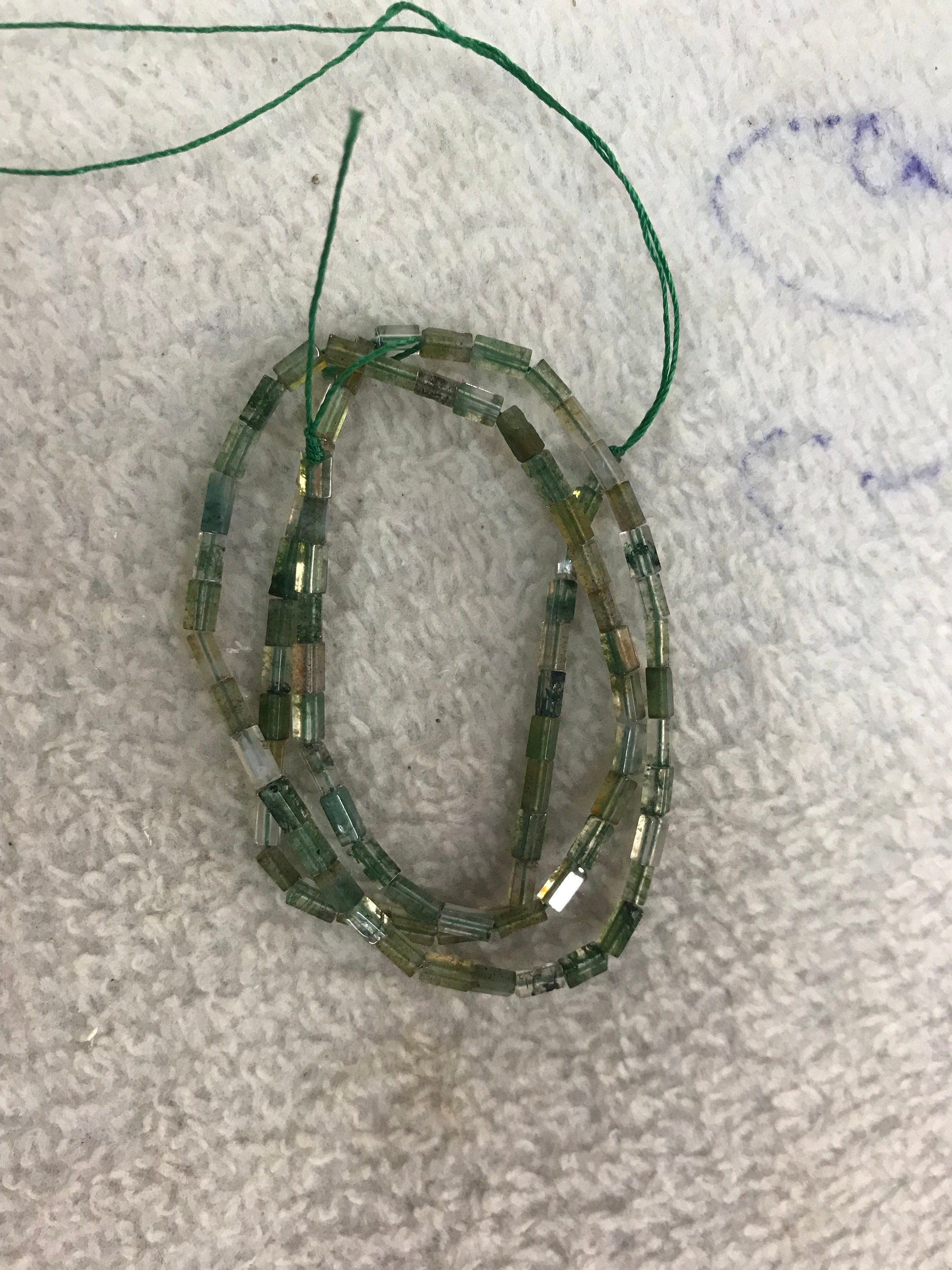 Natural Moss Agate 2x4mm Cuboid Genuine Gemstone Loose Tube Beads 15 Inch Jewelry Supply Bracelet Necklace Material Support Wholesale