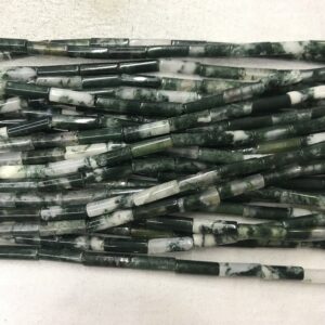 Natural Moss Agate 4x13mm Column Genuine Loose Gemstone Tube Beads 15 inch Jewelry Supply Bracelet Necklace Material Support Wholesale