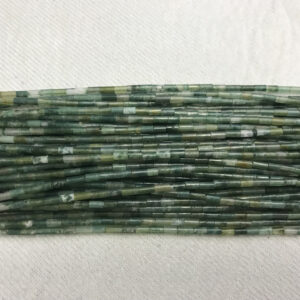 Natural Moss Agate 2x4mm Column Genuine Gemstone Loose Tube Beads 15 inch Jewelry Supply Bracelet Necklace Material Support Wholesale