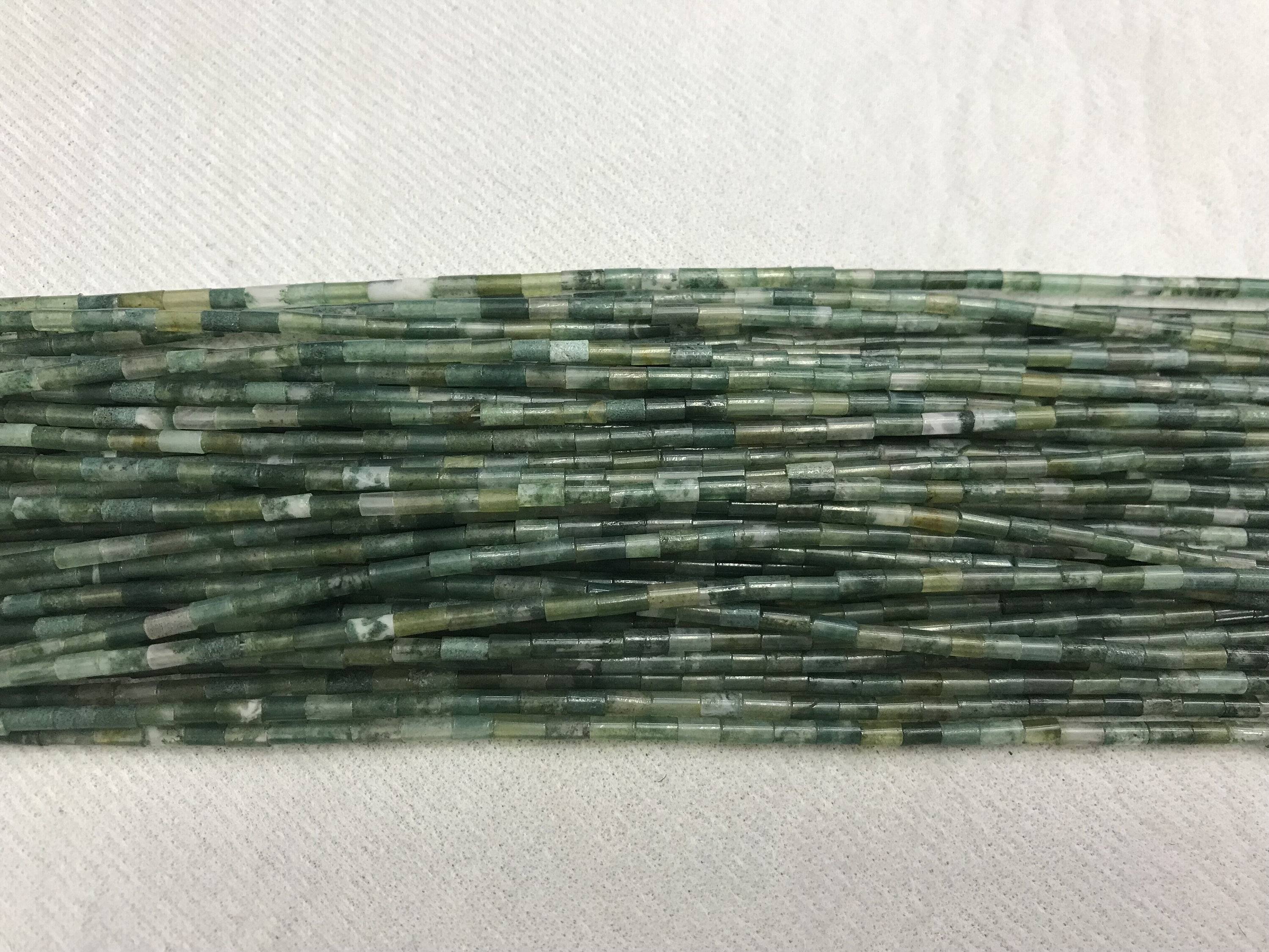 Natural Moss Agate 2x4mm Column Genuine Gemstone Loose Tube Beads 15 Inch Jewelry Supply Bracelet Necklace Material Support Wholesale Natural Moss Agate 2x4mm Column Genuine Gemstone Loose Tube Beads 15 Inch Jewelry Supply Bracelet Necklace Material Support Wholesale
