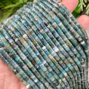Natural 2x3/2x4mm Moss Agate Flat Rondelle/Heishi/Disc Beads,Crystals Tyre Shape Necklace/Bracelets Gemstone Beaded,For Jewelry Making.