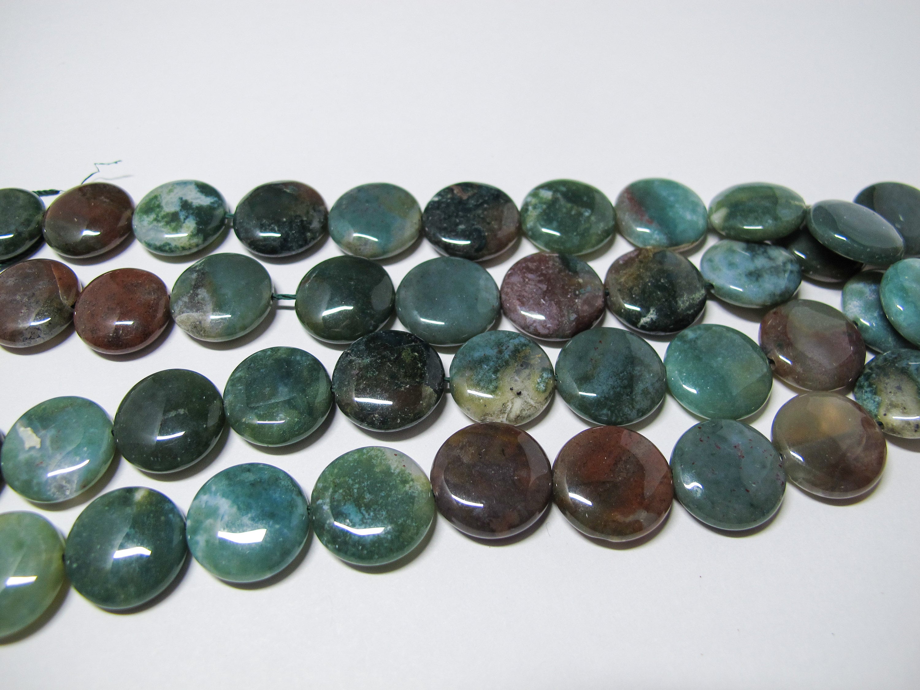 Natural Moss Agate Coin Beads 16mm. Multi-color Gemstone Beads. 7.5''/15'' Natural Moss Agate Coin Beads 16mm. Multi-color Gemstone Beads. 7.5''/15''
