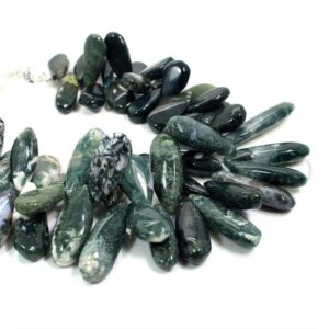 Moss Agate Smooth Briolettes Beads,Agate Beads,Smooth Beads,Moss Agate Smooth Teardrop Beads,Moss Agate Smooth Pear Shape Beads,Gemstone