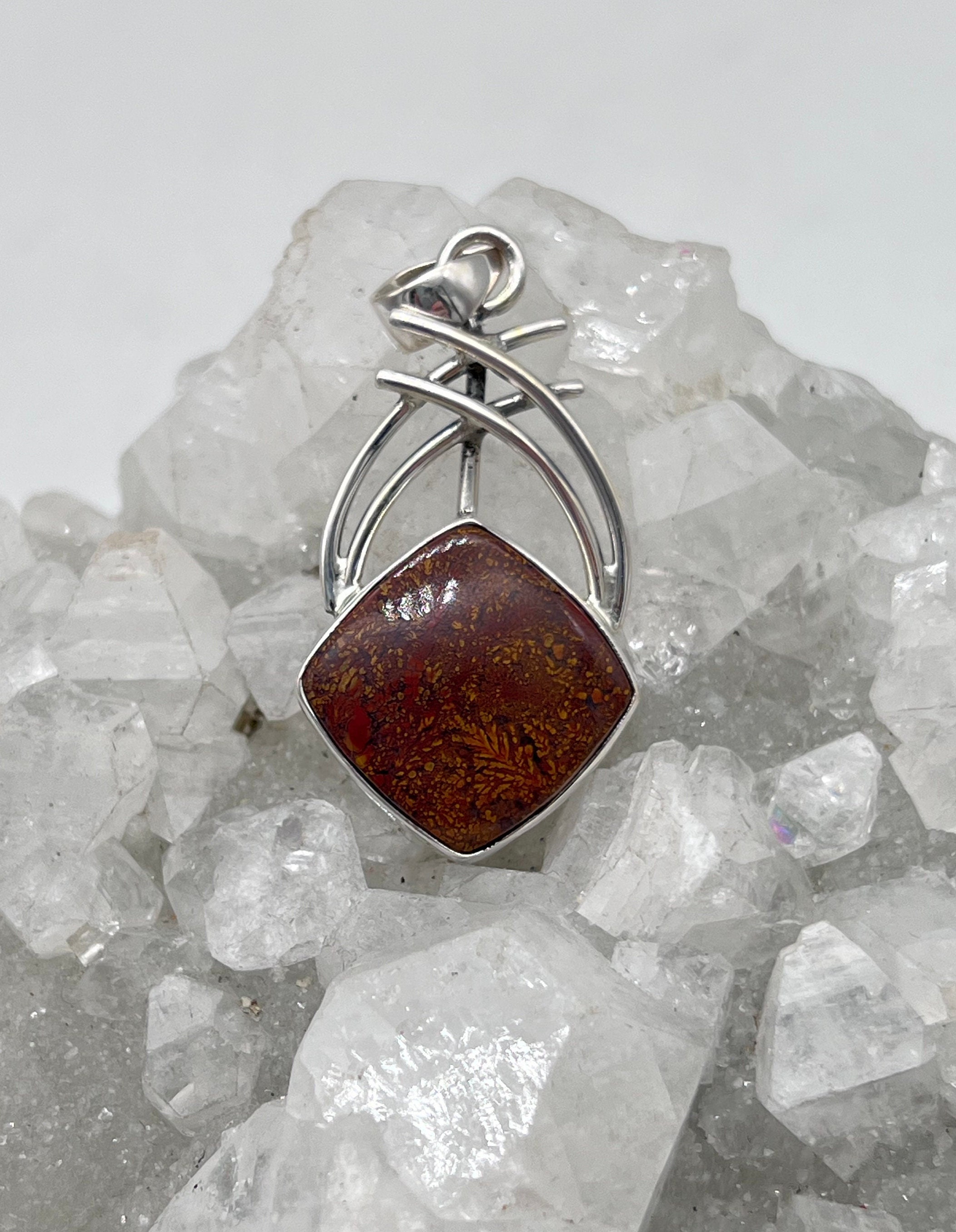 Abstract Red Moss Agate Pendant