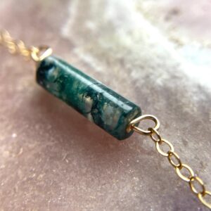Dainty Moss Agate Crystal Pendant Necklace: Sterling Silver or Gold Fill Dainty Moss Agate Crystal Pendant Necklace: Sterling Silver or Gold Fill