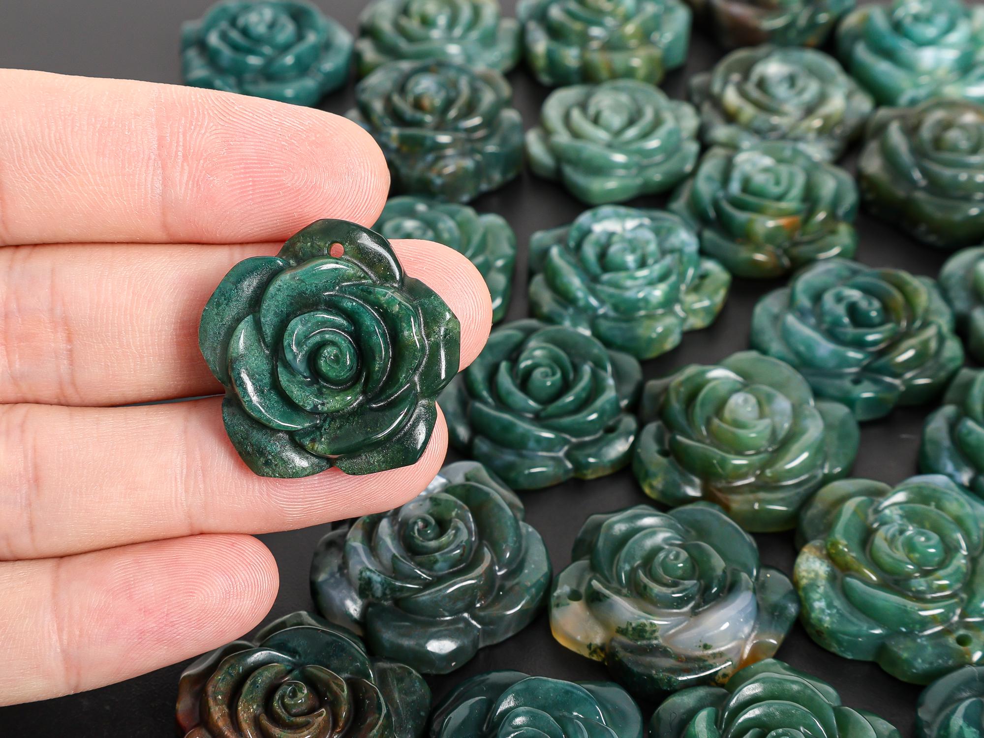 Green Moss Agate Flower Pendant Grade Aaa Natural One Of A Kind Gemstone Green Moss Agate Flower Pendant Grade Aaa Natural One Of A Kind Gemstone