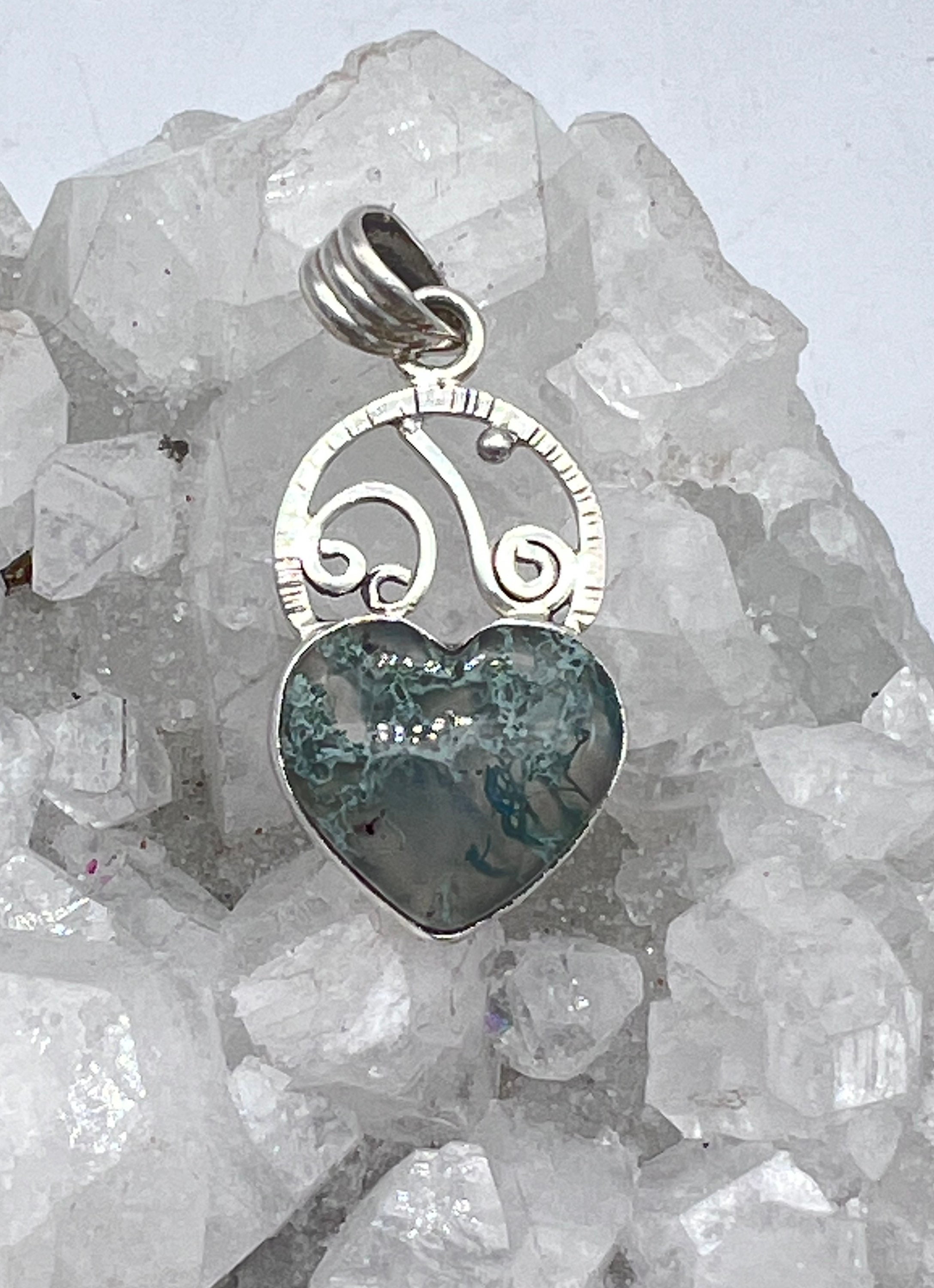 Moss Agate Heart Pendant