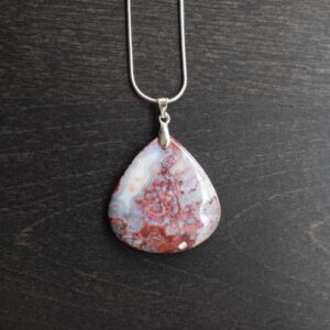 Indonesian Red Moss Agate Pendant - Pear / Teardrop - Semi Precious Stone - Sterling Silver - Choice Of Chain Indonesian Red Moss Agate Pendant - Pear / Teardrop - Semi Precious Stone - Sterling Silver - Choice Of Chain