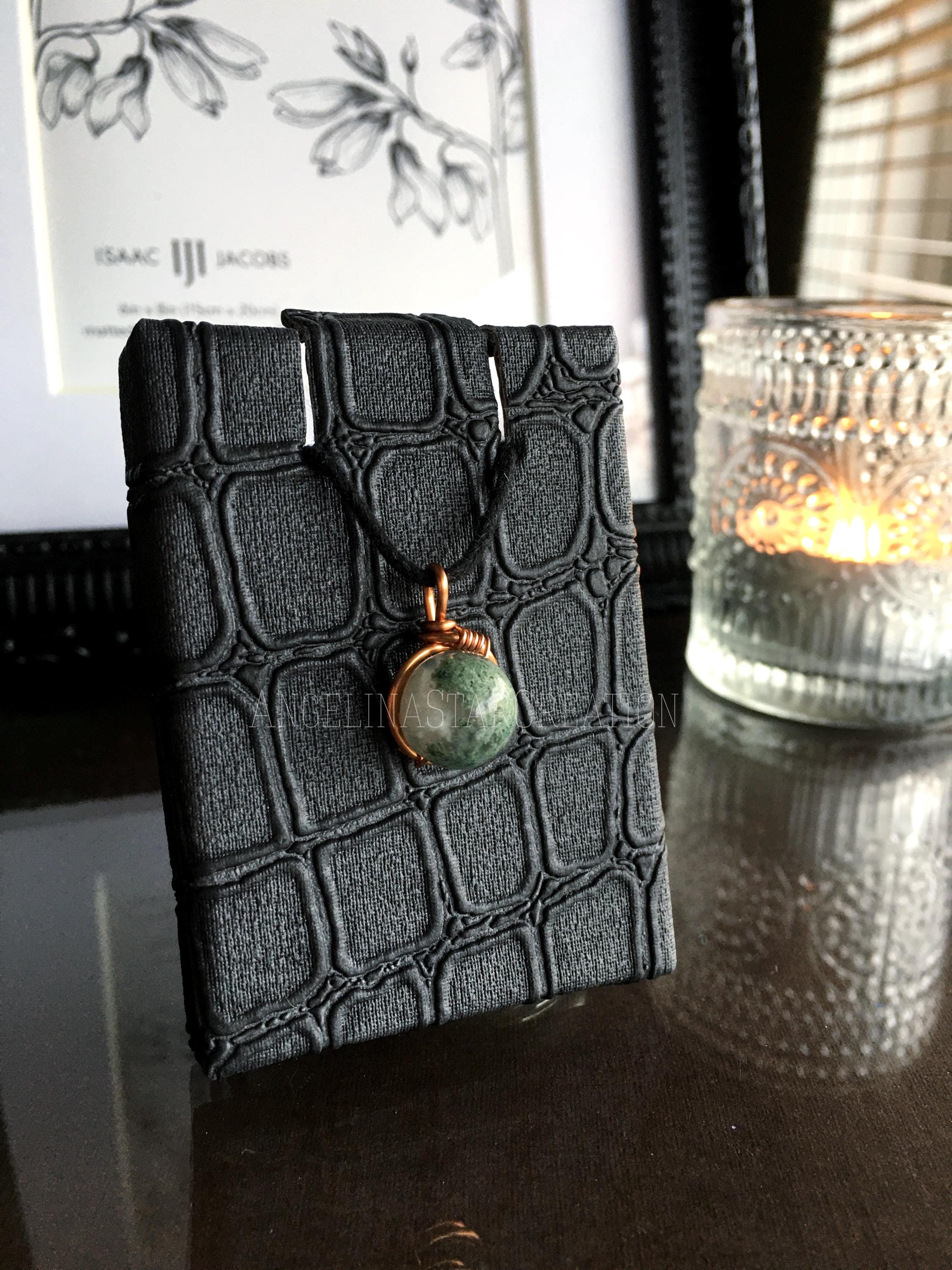 Minimalist Moss Agate Necklace: Pendants, Jewelry Minimalist Moss Agate Necklace: Pendants, Jewelry