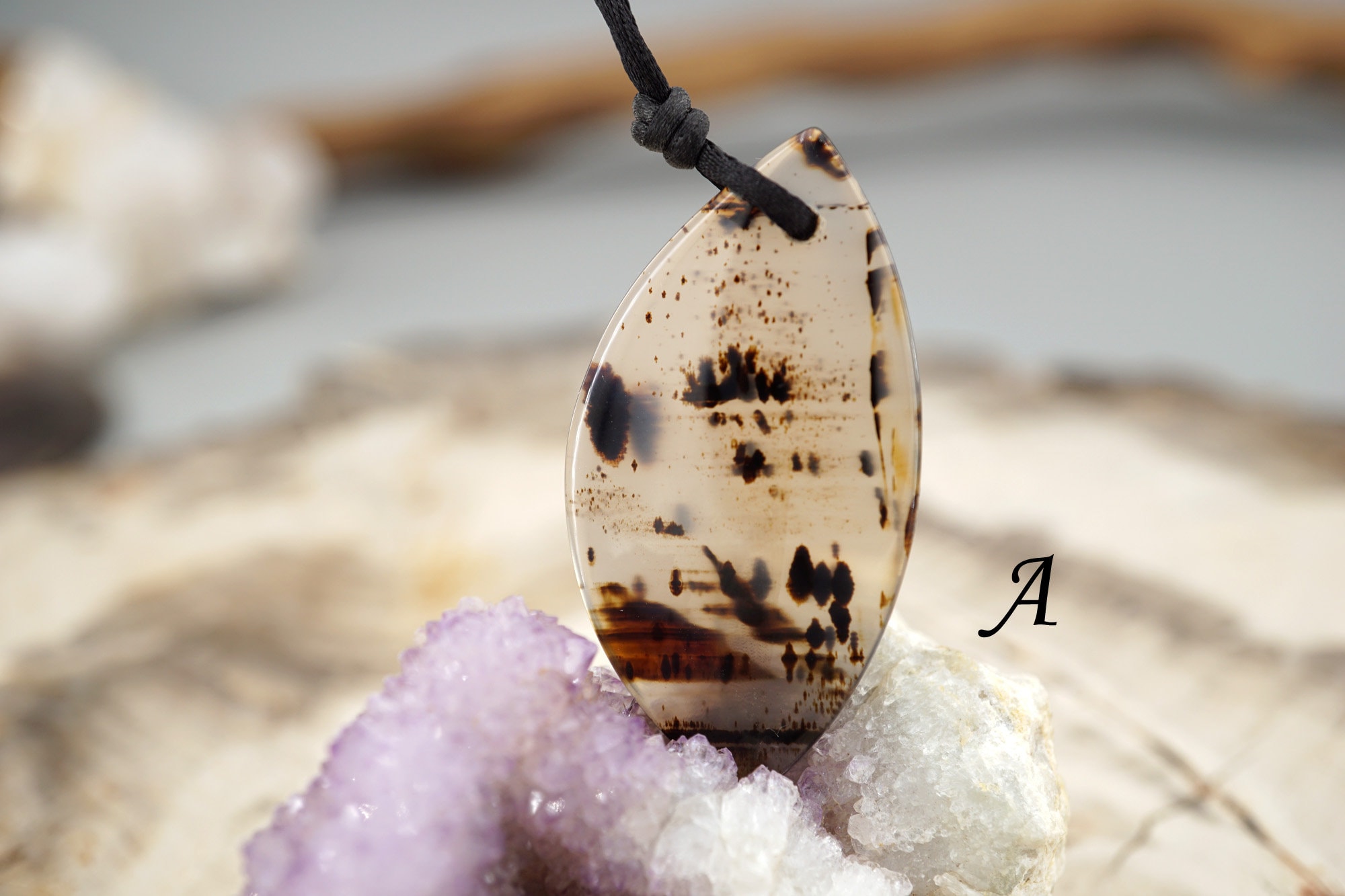 Montana Moss Agate Freeform Pendant, (etp00277) Unique Gemstone Jewelry
