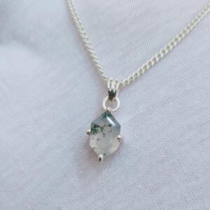 Natural Moss Agate Necklace Moss Agate Pendant 925 Sterling Silver Necklace Hexagon Moss Agate Pendant, Necklace For Gift Green Moss Agate Natural Moss Agate Necklace Moss Agate Pendant 925 Sterling Silver Necklace Hexagon Moss Agate Pendant, Necklace For Gift Green Moss Agate