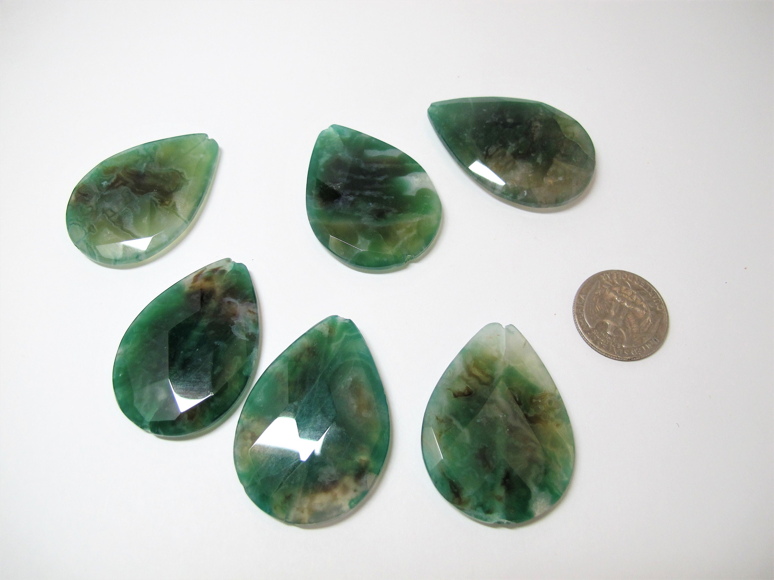 Natural Teardrop Moss Agate Bead. Green Gemstone Pendant (35x47mm) Natural Teardrop Moss Agate Bead. Green Gemstone Pendant (35x47mm)