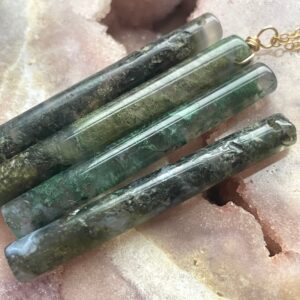 Moss Agate Pendant Necklace: Gold Fill or Sterling Silver, 50mm Handmade Jewelry Moss Agate Pendant Necklace: Gold Fill or Sterling Silver, 50mm Handmade Jewelry
