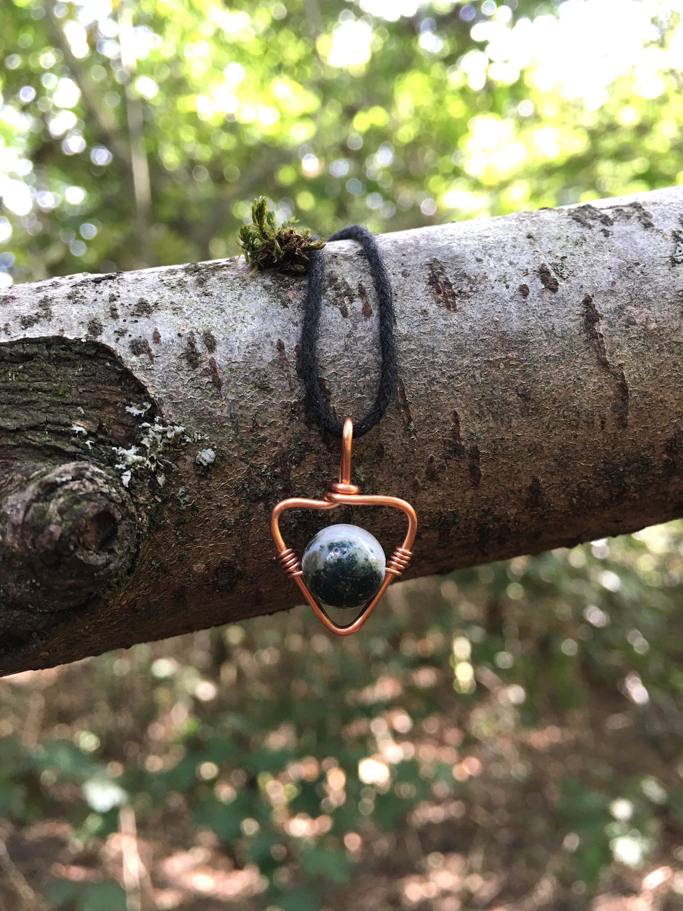 Moss Agate Pendant Necklace, Minimalist Jewelry, Jewellery Gifts